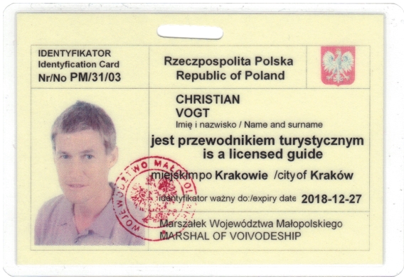 Christian's Cracow tourist guide badge PM/31/03